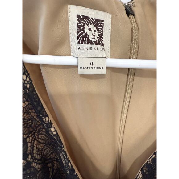 Anne Klein Black Lace Fit & Flare Dress – V-Neck Cocktail Party Dress | Size 4 - Picture 6 of 7